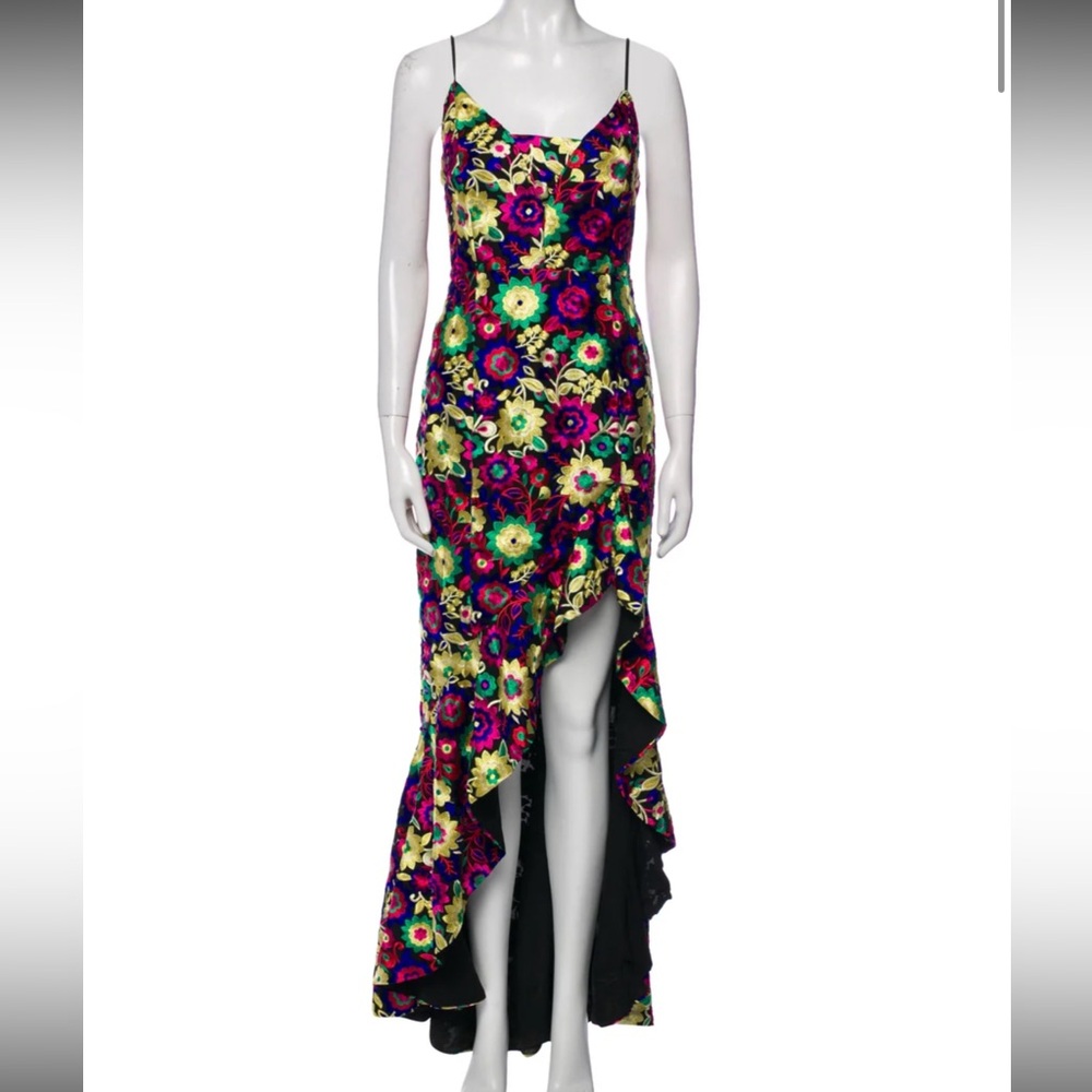 NBD Black Floral High Low Dress